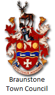 The coat of arms of Braunstone Town, with text reading 'Braunstone Town Council'.