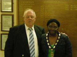 Miss Ambrose with the outgoing Town Mayor Mr David Widdowson