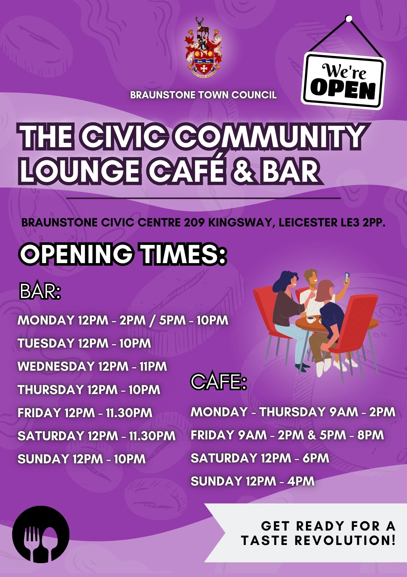 The Civic Community Lounge café OPENING TIMES JAN 2025