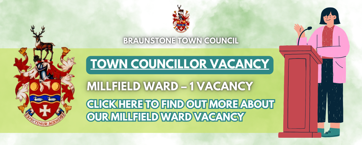 VACANCY FOR TOWN COUNCILLOR, Millfield Ward – 1 vacancy. Click Here for more information!